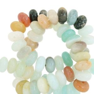 Natuursteen kralen chalcedoon (kwarts) disc 4mm Turquoise multicolour, 14 stuks