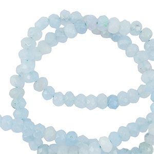 Natuursteen kralen 4mm facet geslepen Ice blue, 14 stuks