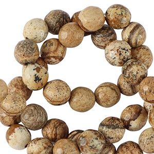 Natuursteen kralen dalmatian stone 4mm facet geslepen Suntan bronze brown, 8 stuks