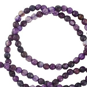 Natuursteen kralen agaat 3mm facet geslepen Dark purple, 15 stuks