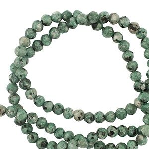 Natuursteen kralen 3mm facet geslepen Greenish grey, 15 stuks