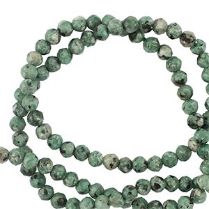 Natuursteen kralen 3mm facet geslepen Greenish grey, 14 stuks