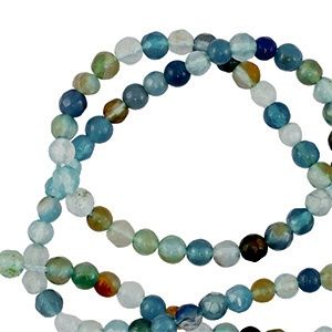 Natuursteen kralen 3mm facet geslepen Multicolour blue, 15 stuks