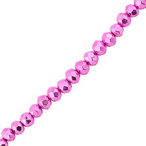 op Facet kralen 4x3mm disc Metallic fuchsia pink, 30 stuks