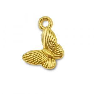 Roestvrij stalen (RVS) Stainless steel bedels vlinder Gold