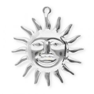 Roestvrij stalen (RVS) Stainless steel bedels zon met gezicht Silver
