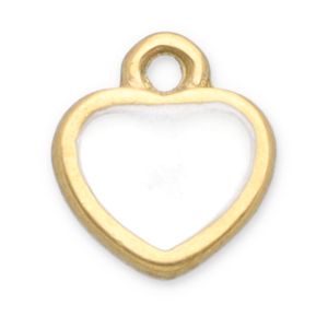 Roestvrij stalen (RVS) Stainless steel bedels hart Gold-white 6x5.5mm