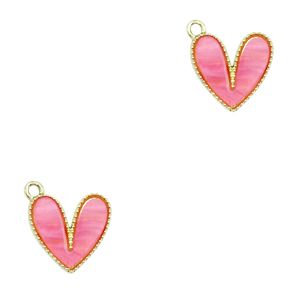 Resin hanger hart Gold-pink