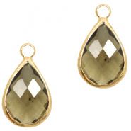 Natuursteen hanger drop Greige Gold 23x14 mm, per stuk