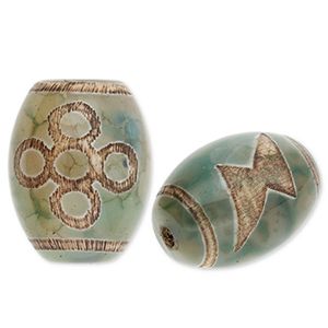 Natuursteen kraal chalcedoon rice Green-beige-brown 16x12 mm
