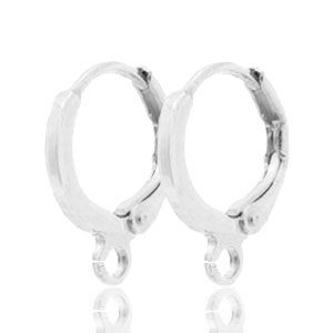 Oorbellen met 1 oog sluitbaar 11mmAntiek zilver, per paar