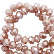 Top Facet kralen 4x3mm disc Misty rose-amber coating, 25 stuks