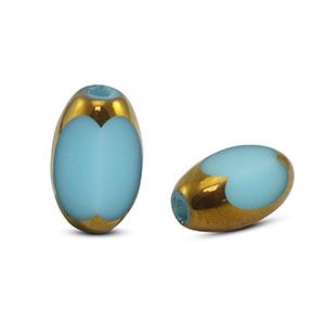 Ovale glaskralen facet Blue-gold, 6x2,5mm, 10 stuks