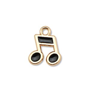 Bedel metaal enamel muzieknoot Gold-black