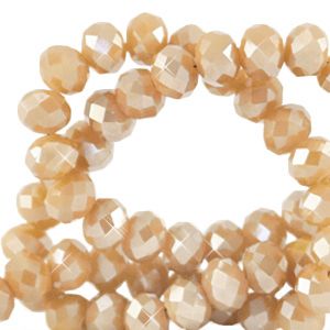 Top Facet kralen 3x2mm disc Golden shadow opal-amber pearl shine coating, 30 stuks