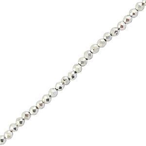 Top Facet kralen 2mm rond Metallic zilver, 30 stuks