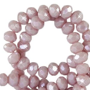 Top Facet kralen 3x2mm disc Soft rose ash-pearl shine coating, 30 stuks