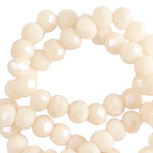 Top Facet kralen 3x2mm disc Pristine beige-pearl shine coating, 30 stuks