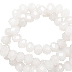 Top Facet kralen 6x4 mm disc White, 20 stuks