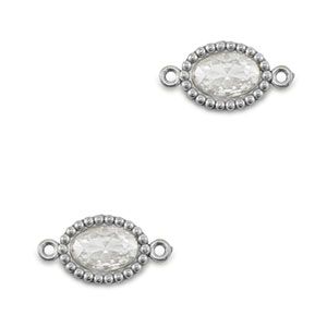 Roestvrij stalen (RVS) Stainless steel tussenstukken zirkonia ovaal Silver-transparent