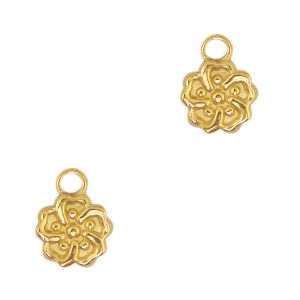 Roestvrij stalen (RVS) Stainless steel bedels bloem Goud 13x11mm