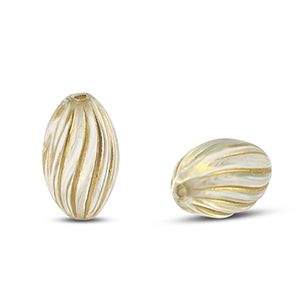 Acryl kralen ovaal met lijnen Transparent-gold15x9 mm, per stuk