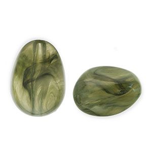 Acryl kralen ei-vormig 18,5 x 13,5 mm, Kleur: Olive