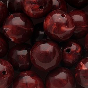 18 mm acryl kraal rond Burgundy red-white marble