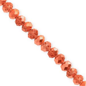Top Facet kralen 6x5mm disc Coral orange-pearl shine coating, 16 stuks