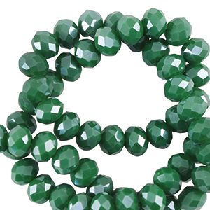 Top Facet kralen 3x2mm disc Shamrock green-pearl shine coating, 30 stuks