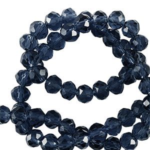 Top Facet kralen 3,5x3mm disc Navy blue, 25 stuks