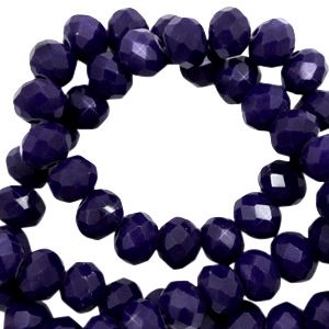Top Facet kralen 4x3 mm disc Princess blue-pearl shine coating, 25 stuks