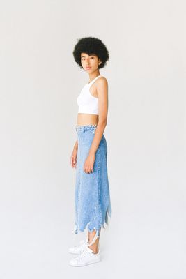 SAMPLE. Blue Denim Long Skirt