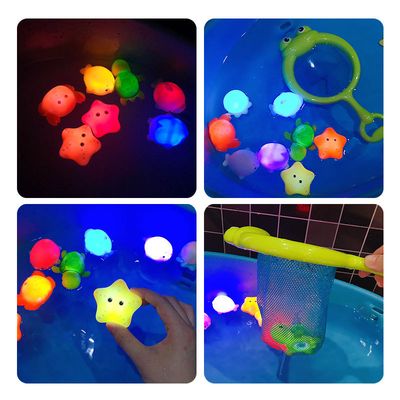 Cross-border Induction Luminous Animal Floating Light Net Fishing Fish Water Play Toy Children Baby Bathing Vinyl Toy