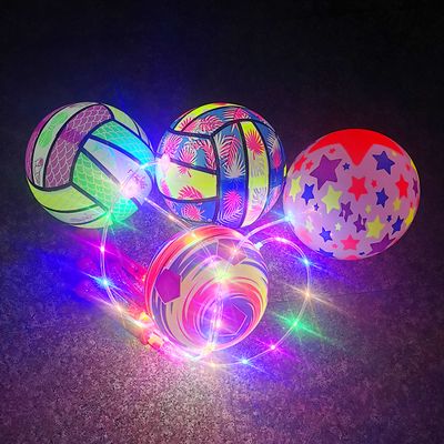 Large Luminous Fitness Throw Ball Children&#39;s Inflatable Toy Elastic Ball Flash Portable Wave Ball Stall Hot Sale