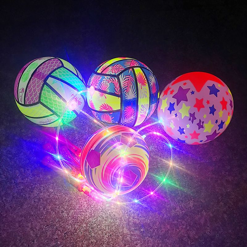 Large Luminous Fitness Throw Ball Children&#39;s Inflatable Toy Elastic Ball Flash Portable Wave Ball Stall Hot Sale