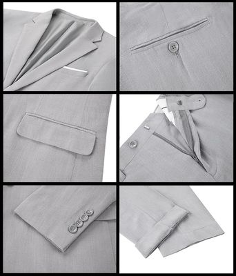Men&#39;s 3 Pieces Linen Suit Slim Fit Summer Wedding Tuxedo Retro Grooms Prom Party Blazer Vest Pants