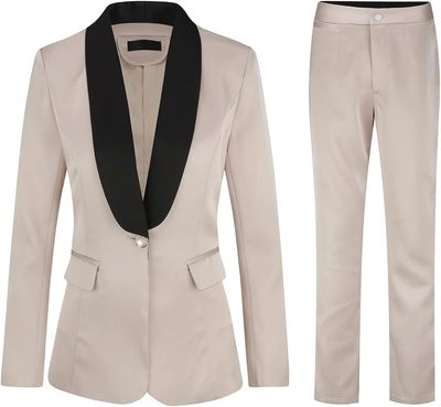 YUNCLOS Womens 2 Piece Business Suit Set Slim Fit Office Lady Blazer Pants Set Outfits