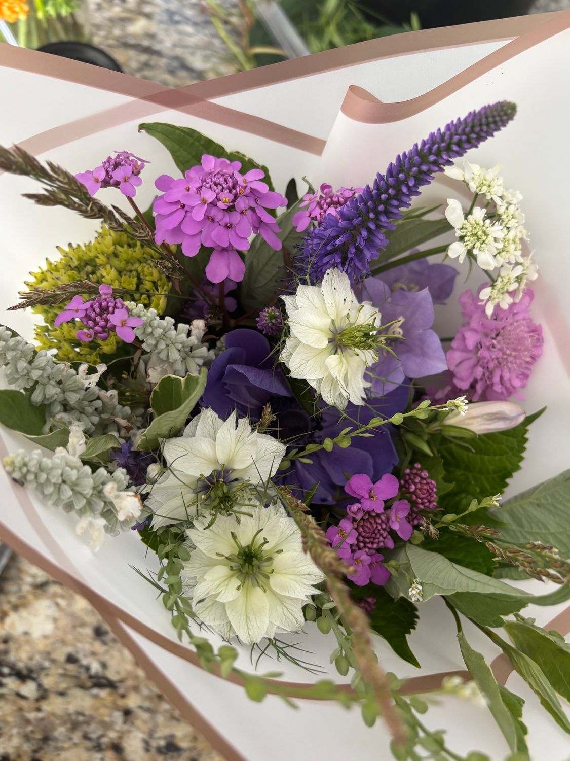 Paper wrapped bouquet