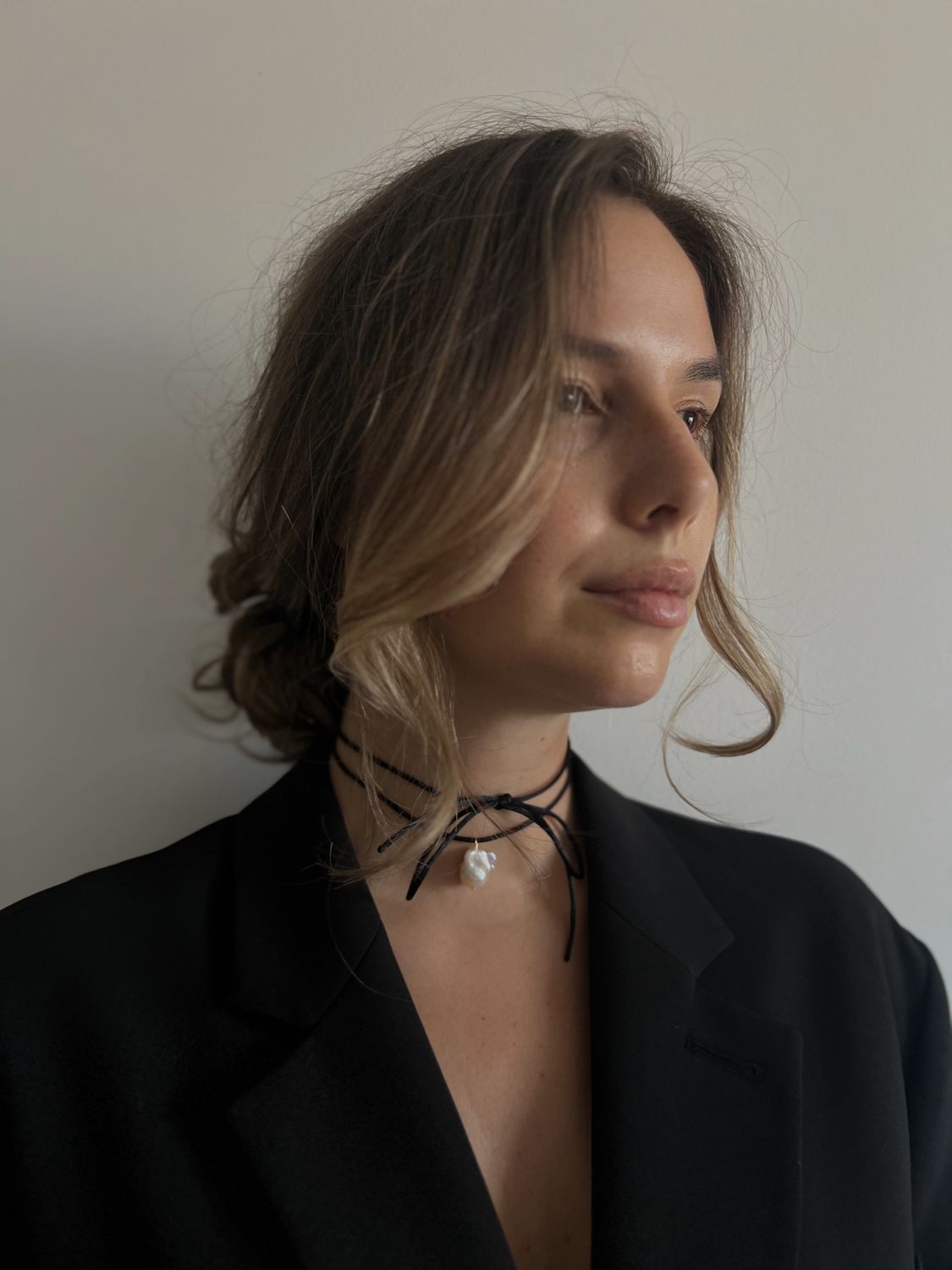 atelier jewelry | black silk baroque pearl necklace