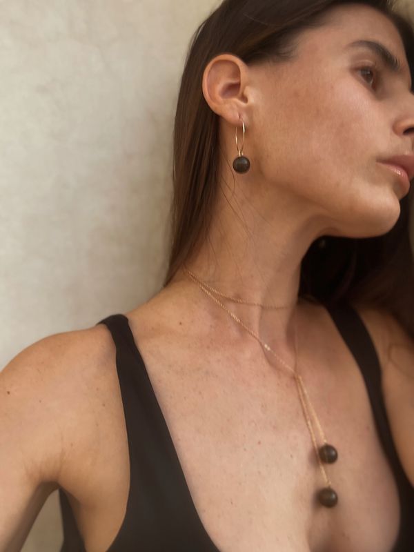 atelier | choco petite semi-precious brown stone earrings