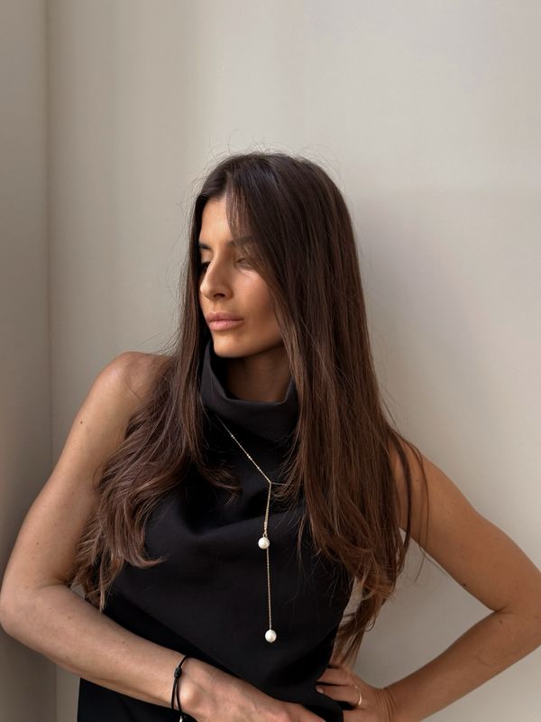 wrap chain pearl necklace