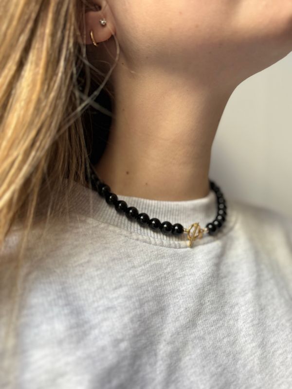 noir semi-precious stone necklace