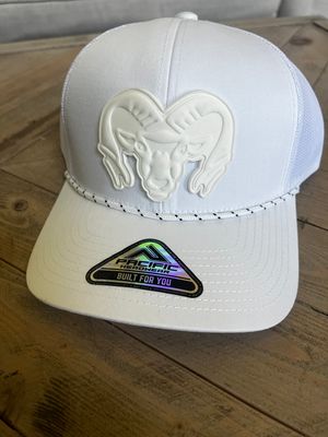 White on White Matte Ram Braided Rope Snapback Hat