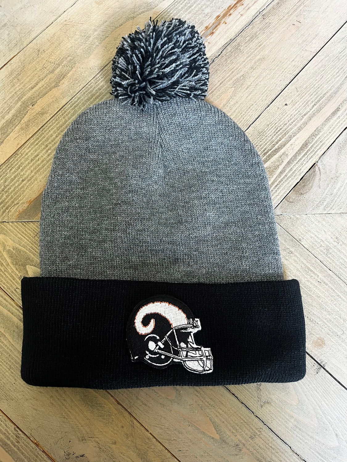 Rockford Rams Football Pom Pom Hat Blk/Grey