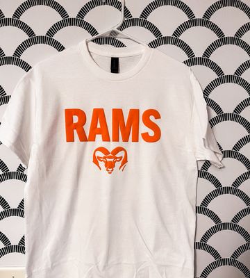 White &amp; Orange Ram Tee