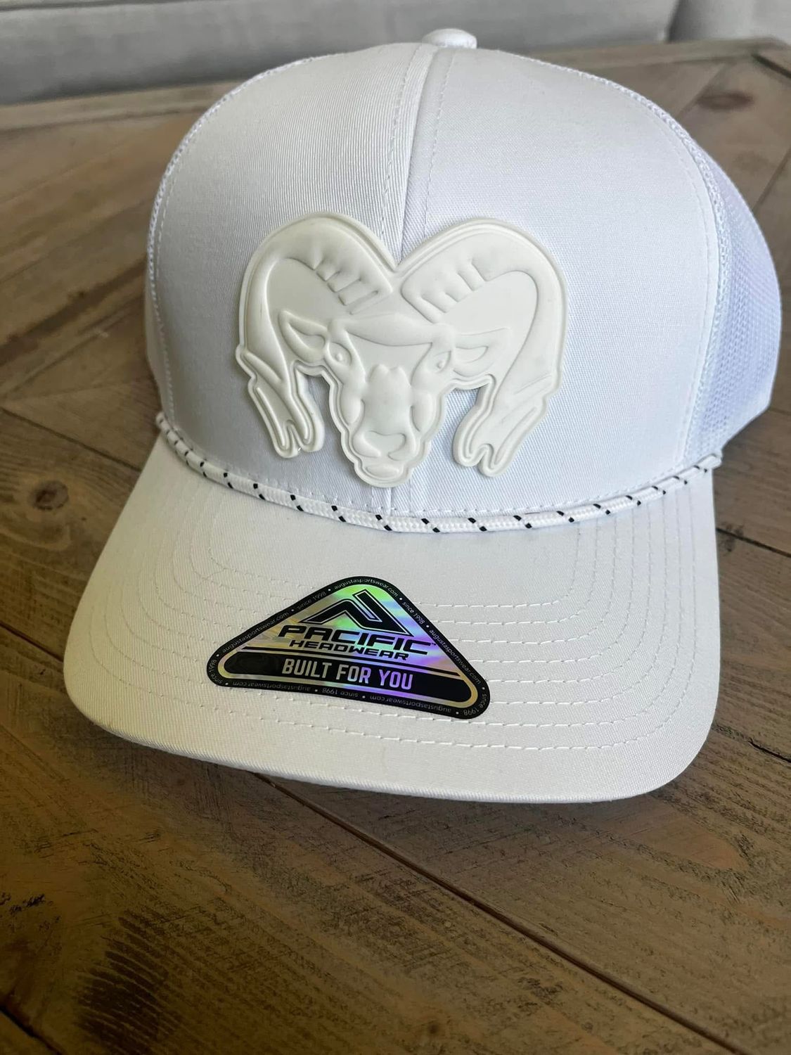 White on White Matte Ram Hat