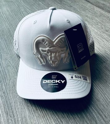 White on White Matte Ram Perforated Snapback Hat