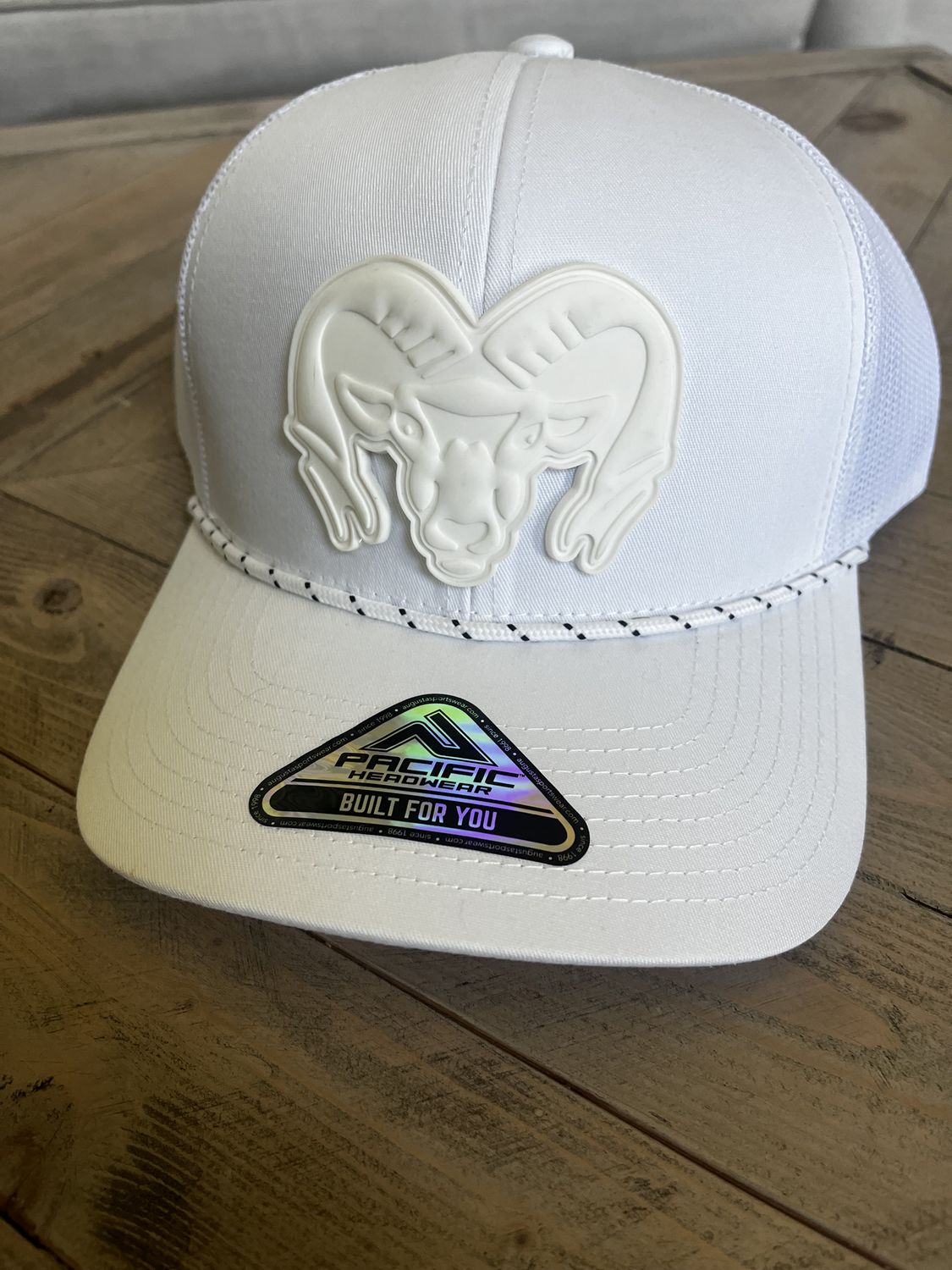 White R Braided Rope Snapback Hat