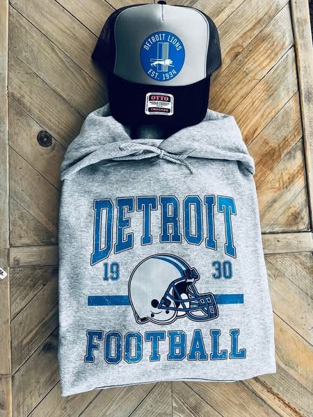 Detroit Lions Retro Football Hoodie/Crewneck